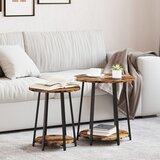 vidaXL Krajnji Stolovi Dimljeni hrast Konstruirano drvo, Metal Srednji | shoptok.hr