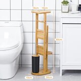 YORBAY bambusovo stojalo za WC papir s ščetko naravno | Shoptok.si