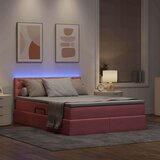  Krevet S LED lampica s uzglavljem Ružičasta 140 x 190 cm Baršun | shoptok.hr