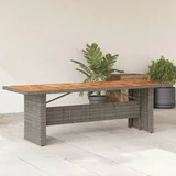  Vrtna miza z leseno akacijevo ploščo siva 240x90x75 cm PE ratan