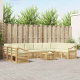  Set vanjskih sofa s jastukom 11 pcs Bijela i krem Poliester | shoptok.hr