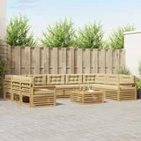 Set vanjskih sofa 10 kom. Bijela i bež Čvrsto drvo akacije