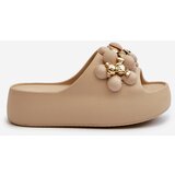 Boto Women's Foam Slides With Decorations On Thick Sole Dark Beige Bremavia | shoptok.hr