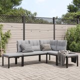  4-dijelni set vrtnih sofa s jastucima čelik obložen prahom crni | Eponuda.com