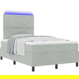vidaXL Box Spring Krevet s Madracem & LED Svjetlom Svjetlosiva 120x190 cm Baršun | shoptok.hr