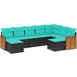 vidaXL Vrtni set od 9 dijelova s jastucima crni poliratan - Crna Bez stola 1 | shoptok.hr