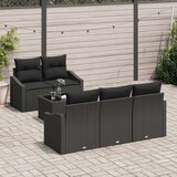  Set sofe od 6 dijelova s jastučićima crni poli ratan | shoptok.hr