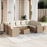  10-dijelni set vrtnih sofa s jastucima bež od poliratana 83 x 62 x 69 cm | Shoptok.si
