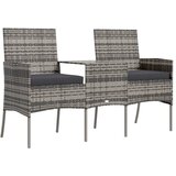 Maison Chic Vrtni kavč - Zunanji kavč dvosed s čajno mizico poli ratan antraciten, (22041861) | Shoptok.si