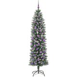 vidaXL Umjetno vitko božićno drvce s stalakom Zelena i bijela 210 cm | shoptok.hr