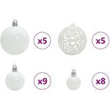 vidaXL set božićnih ukrasnih kuglica 61 pcs bijelo plastika | shoptok.hr