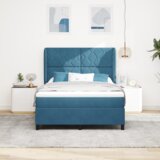 Box Spring Krevet s Madracem Tamno Plavi 140x200 cm Baršun | shoptok.hr