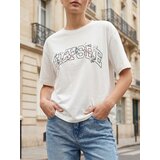 Sinsay Pamučna majica s natpisom i aplikacijama od šljokica | shoptok.hr