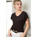 Dewberry 77002 V-Neck Basic Women T-Shirt-BLACK Cijene