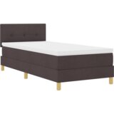 vidaXL postelja s vzmetnico in LED temno rjava 90x200 cm tkanina, (22083696) | Shoptok.si