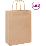  Papirnate vrećice 250 kom s ručkama smeđe 26x12x35 cm | shoptok.hr