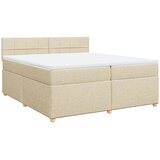  Krevet s oprugama i madracem krem 200 x 200 cm od tkanine | shoptok.hr