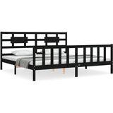  Okvir za krevet s uzglavljem crni 200 x 200 cm od masivnog drva | shoptok.hr