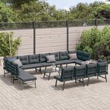  9-dijelni set vrtnih klupa s jastucima crni čelični | shoptok.hr