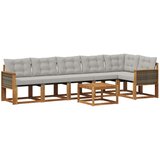 vidaXL Zunanja garnitura za sedenje 7 pcs Naravna in svetlo siva, (5000279594) | Shoptok.si