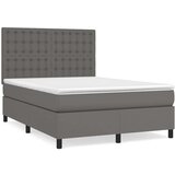 vidaXL Krevet s oprugama i madracem sivi 140x200 cm od umjetne kože | shoptok.hr