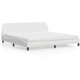 vidaXL Postelja z vzmetnico bela 200x200 cm umetno usnje | Shoptok.si