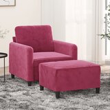 vidaXL fotelj s stolčkom za noge vinsko rdeč 60 cm žamet | Shoptok.si
