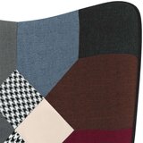  Stolica za opuštanje s uzorkom patchworka od tkanine - Crna i srebrna 1 | shoptok.hr