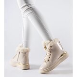 Gemre Beige sneakers lined with fur Lubriano | Shoptok.si