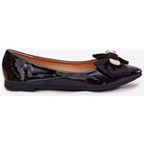 Boto Glossy ballerinas with bow and gold brooch black Rivona | shoptok.hr