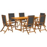  The Living Store Vrtna jedilna garnitura 7-delna trden akacijev les in tekstilen - Vrtna Jedilna Garnitura, (21459966) | Shoptok.si