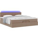 vidaXL Otomanski posteljni okvir z vzmetnico kapučino 200x200 cm, (21609936) | Shoptok.si