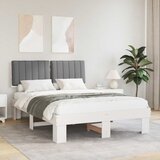 vidaXL Posteljni okvir z oblazinjenim vzglavjem Svetlo siva | Shoptok.si