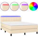  The Living Store Box spring postelja z vzmetnico LED krem 140x190 cm blago - Box Spring Postelja, (21450048) | Shoptok.si