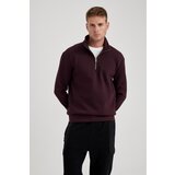 Defacto Comfort Fit Zippered Stand-up Collar Sweatshirt Cene