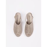 GOODIN Beige suede heeled sandals | Shoptok.si
