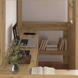 Postelja na podstrešju z mizo Umetni hrast 80 x 200 cm, (5000137078) | Shoptok.si