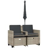 vidaXL Vrtna sofa 2-sjed sa suncobranom i tabureima svijetlo sivi | shoptok.hr