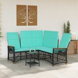  Vrtni set sofe za opuštanje Crna i Tirkizna 164 x 164 x 112 cm | shoptok.hr