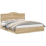 vidaXL Postelja s shranjevanjem z vzglavjem Sonoma hrast 180 x 200 cm, (5000105354) | Shoptok.si