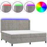  Box spring postelja z vzmetnico LED svetlo siva 200x200cm žamet, (20761159) | Shoptok.si