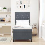 vidaXL Okvir kreveta s madracem Tamno siva 80x200 cm Baršun | shoptok.hr