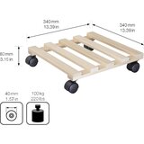 Wagner Pomični podstavek za lončnice PALETTI, bukev, nosilnost 100 kg, naravne barve, DxŠ 340 x 340 mm, DE 4 kosi | Shoptok.si