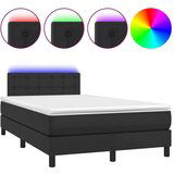 Box spring postelja z vzmetnico LED črna 120x200cm umetno usnje, (20724704) | Shoptok.si
