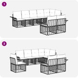  Set vanjskih sofa 8 pcs Crna i tamno siva poliratan | Eponuda.ba