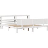 vidaXL Posteljni okvir z vzglavjem bel 200x200 cm trdna borovina, (21292144) Cene