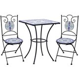 In 3-dijelni bistro set s keramičkim pločicama plavo-bijeli | shoptok.hr