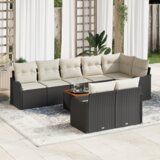 vidaXL 9-delni set vrtne sofe z blazinami črna poli ratan akacija | Shoptok.si