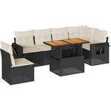  7-dijelni set vrtnih sofa od poliratana s jastucima crni Slike