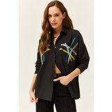 Olalook Women's Black Color Sequin Stick Woven Shirt GML-9001164 | Shoptok.si